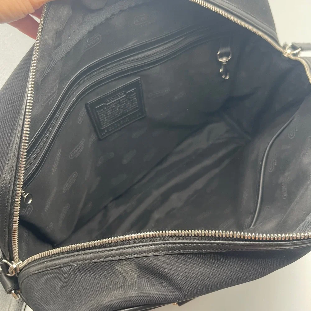 Coach Briefcase Messenger Bag Black Canvas Leather Laptop Work Travel STRAP